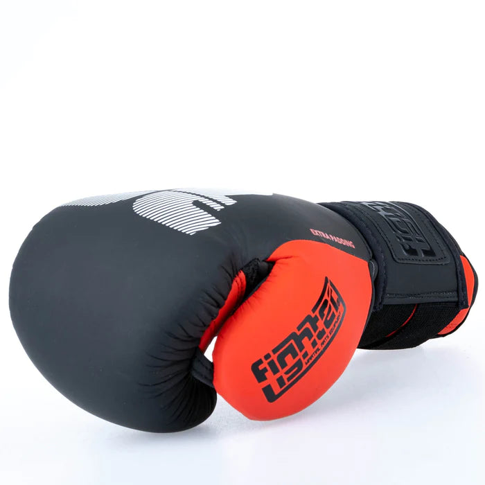 Guantes de boxeo de ajuste seguro Fighter - negro/rojo