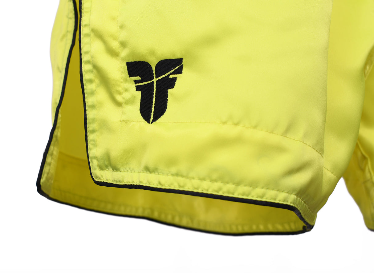 Fighter Thai Shorts Bangkok Plain - neon yellow/black, FP08