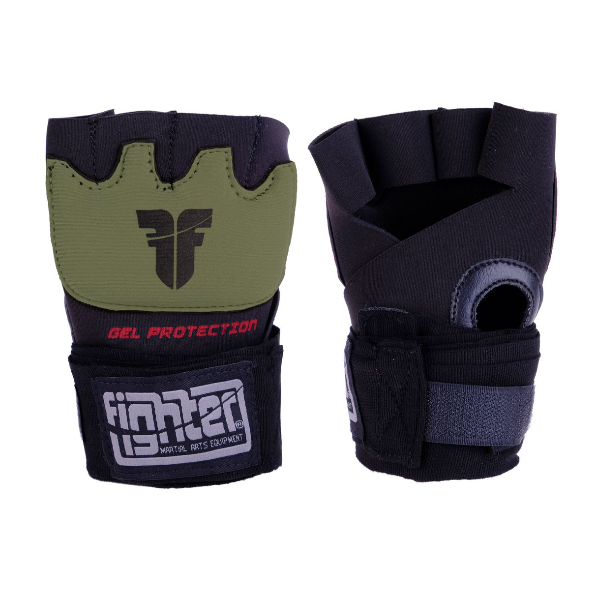 Fighter Strap - Gel Hand-Wraps - black/khaki, FGW-001BK