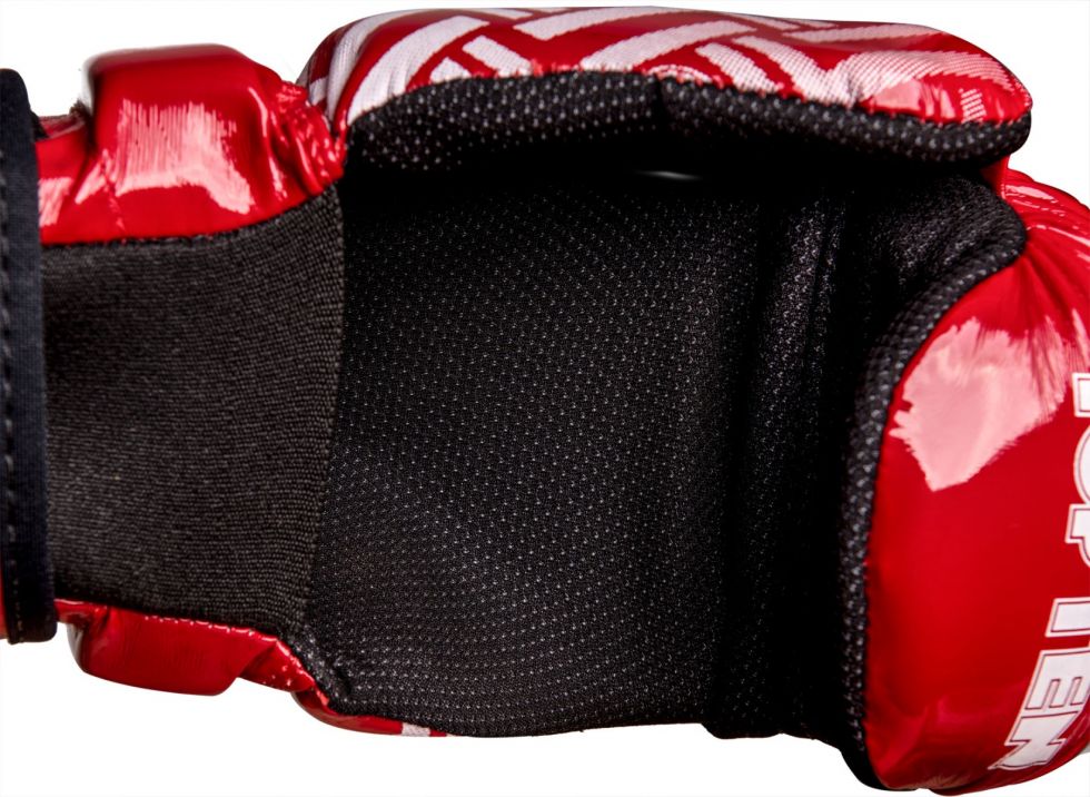 Guantes de mano abierta Prism Pointfighter TOP TEN en blanco y rojo brillante