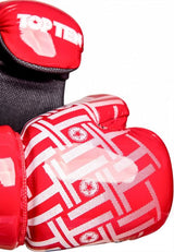 Guantes de mano abierta Prism Pointfighter TOP TEN en blanco y rojo brillante