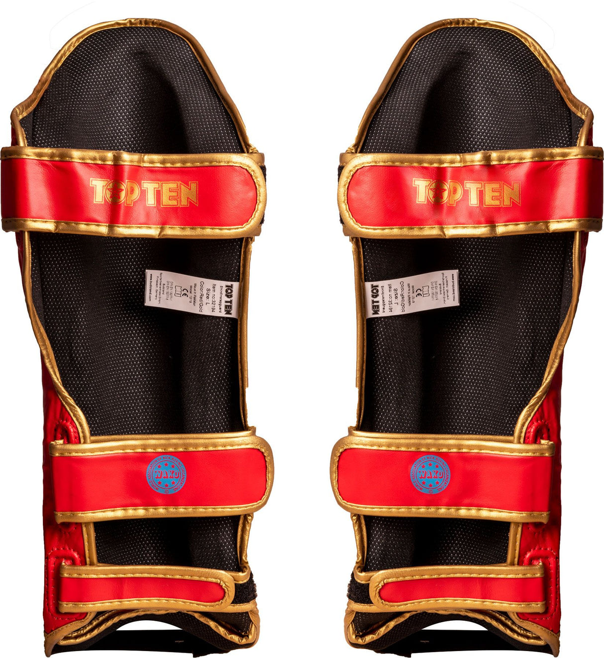 TOP TEN Shin and Instep Guard “Lowkick” WAKO - red, 32194-4